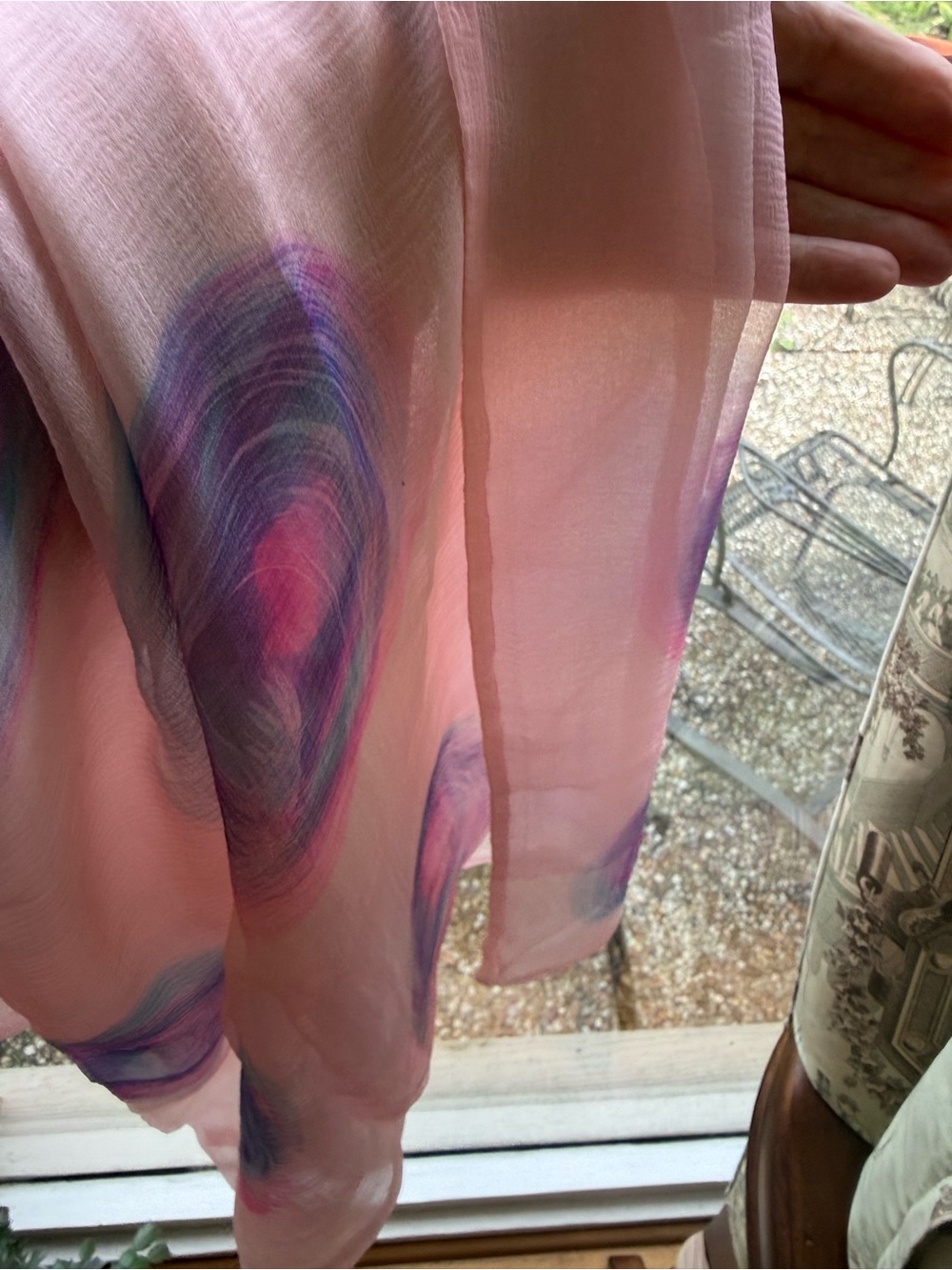 Estate genuine silk Pink Multi-Color Patterned Silk Scarf 2 scarves in this lot